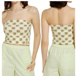 5/$40 Nordstrom Tic Tac Check Green/Ivory Tube Top 🔥Last One!🔥